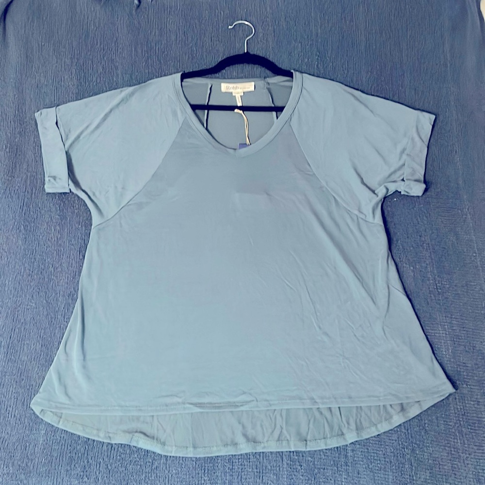 Rohb by Joyce Azria Teal Blue Oversized Top